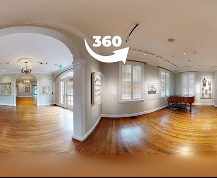 330 degree view of a gallery, looking through a hallway