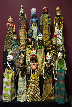 array of various Indonesian puppets