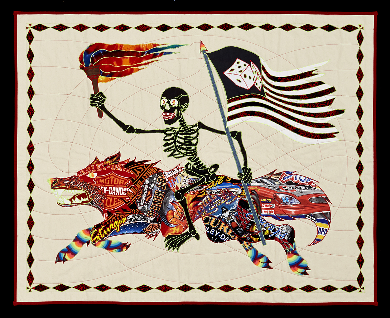 Ben Venom "I Am The Night Rider" quilt featuring a skeletal rider