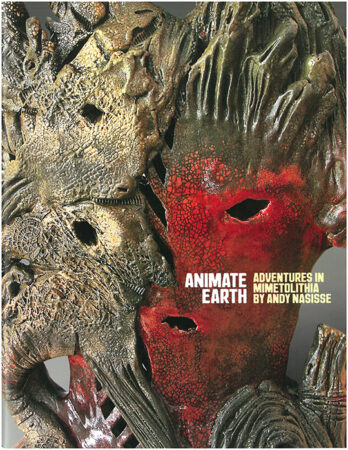 Alternate Earth catalog cover featuring a ceramic sculpture of gold and red face-like formations