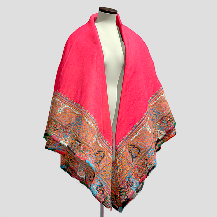 3D red paisley shawl